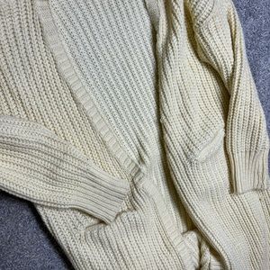 Yellow cardigan thick material very long rarely worn